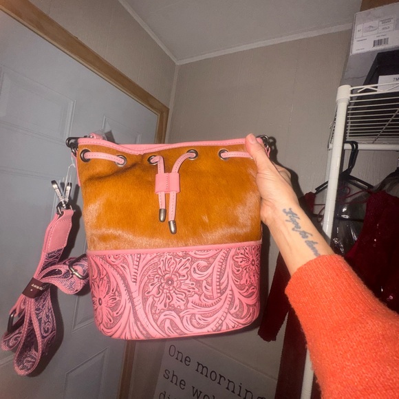 Montana West Handbags - Montana West Pink and Brown Crossbody Bag